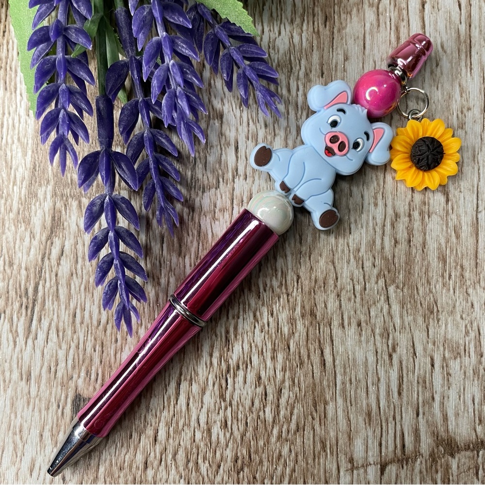 Handcrafted Pens Pig Sunflower Beaded Unique Artisan Gifts Office Accessories